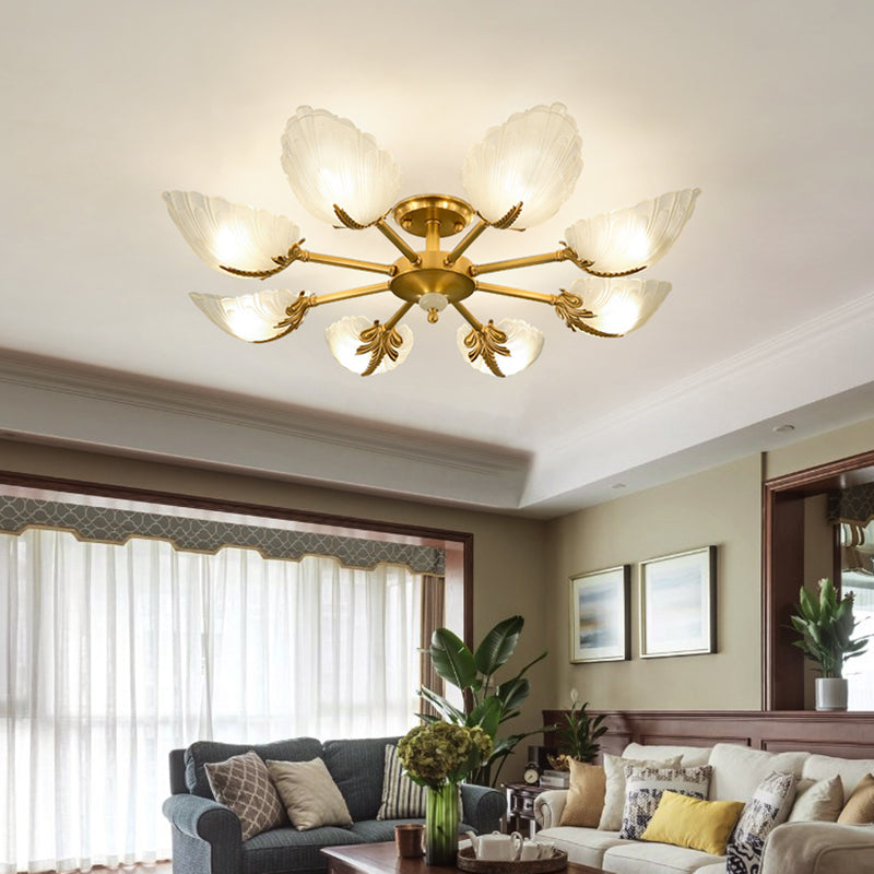 Lampada da soffitto in vetro con montaggio a semi-incasso Lampada da soffitto in ottone stile moderno