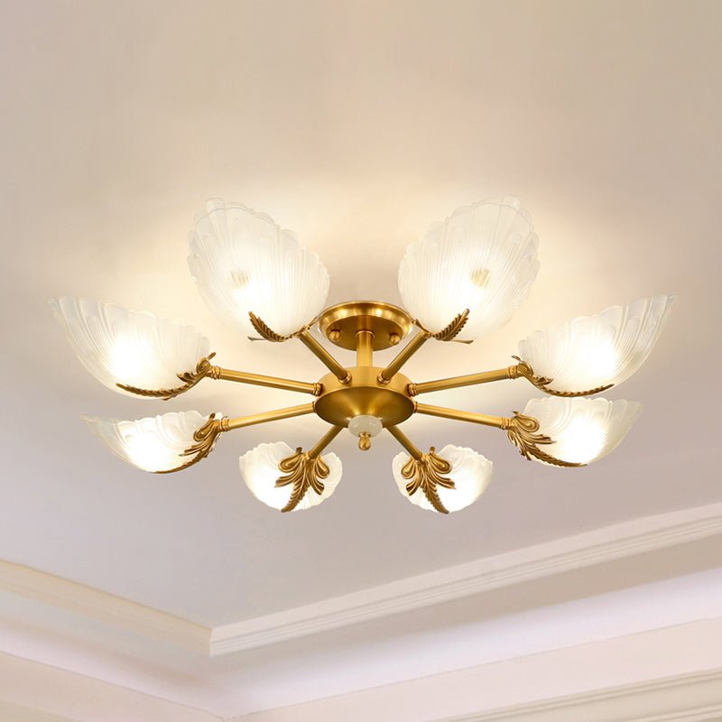 Lampada da soffitto in vetro con montaggio a semi-incasso Lampada da soffitto in ottone stile moderno