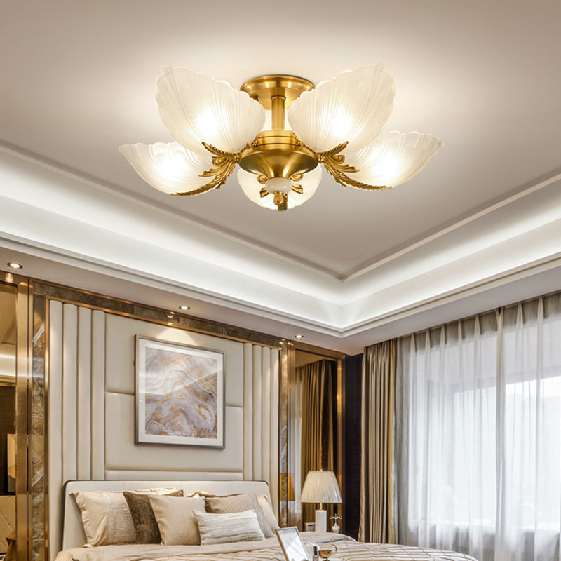 Lampada da soffitto in vetro con montaggio a semi-incasso Lampada da soffitto in ottone stile moderno