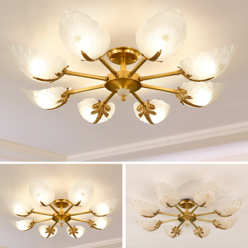 Lampada da soffitto in vetro con montaggio a semi-incasso Lampada da soffitto in ottone stile moderno