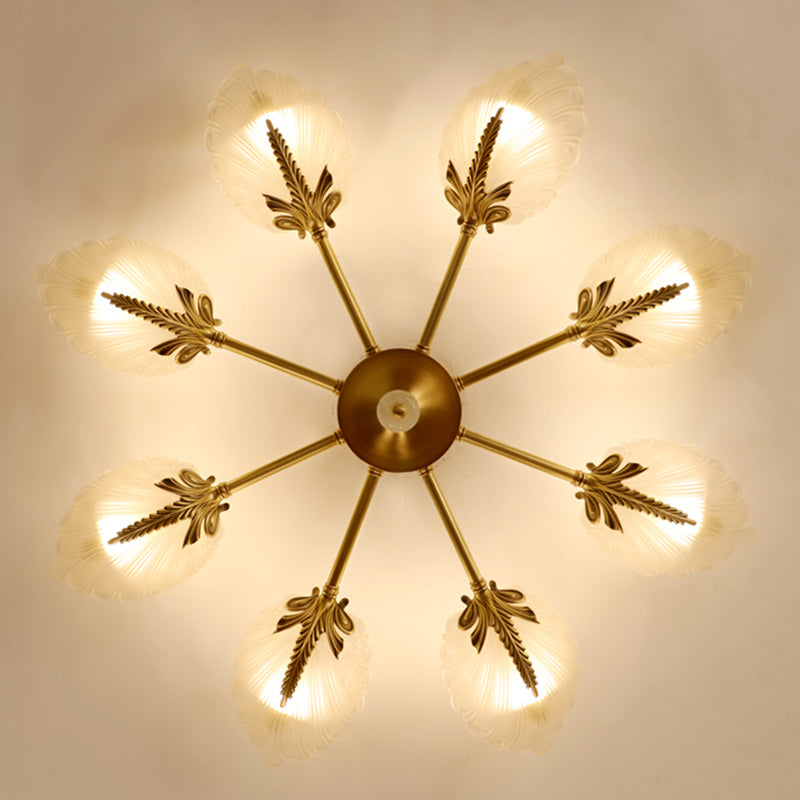 Lampada da soffitto in vetro con montaggio a semi-incasso Lampada da soffitto in ottone stile moderno