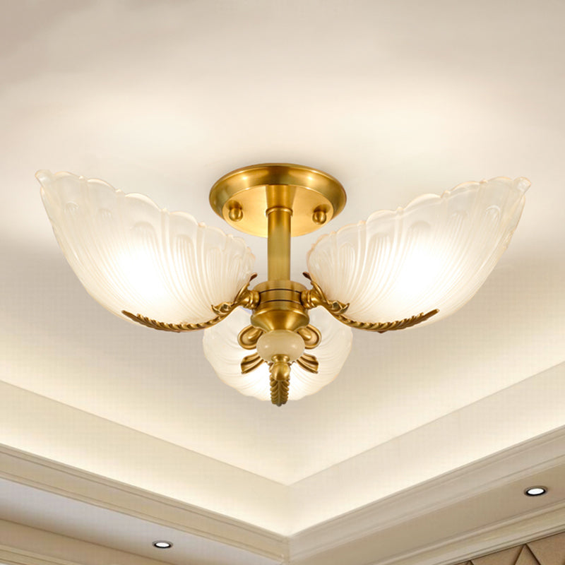 Lampada da soffitto in vetro con montaggio a semi-incasso Lampada da soffitto in ottone stile moderno