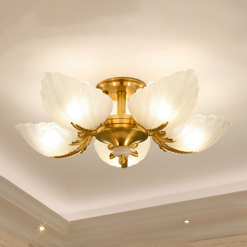 Lampada da soffitto in vetro con montaggio a semi-incasso Lampada da soffitto in ottone stile moderno