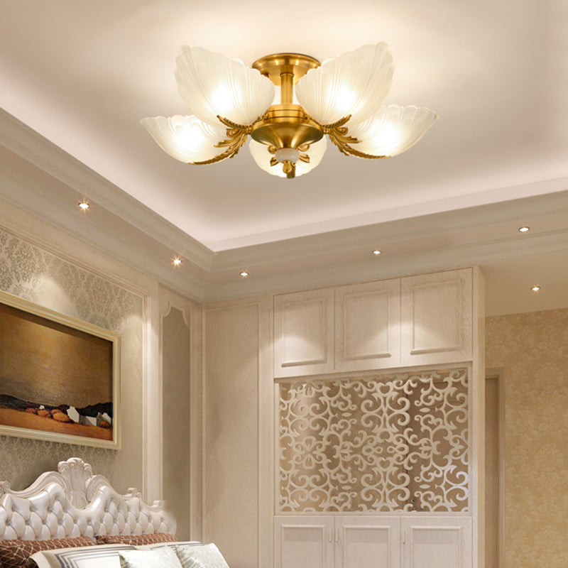 Lampada da soffitto in vetro con montaggio a semi-incasso Lampada da soffitto in ottone stile moderno