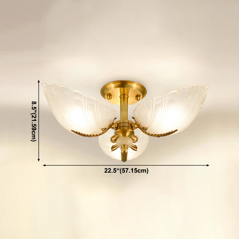 Lampada da soffitto in vetro con montaggio a semi-incasso Lampada da soffitto in ottone stile moderno