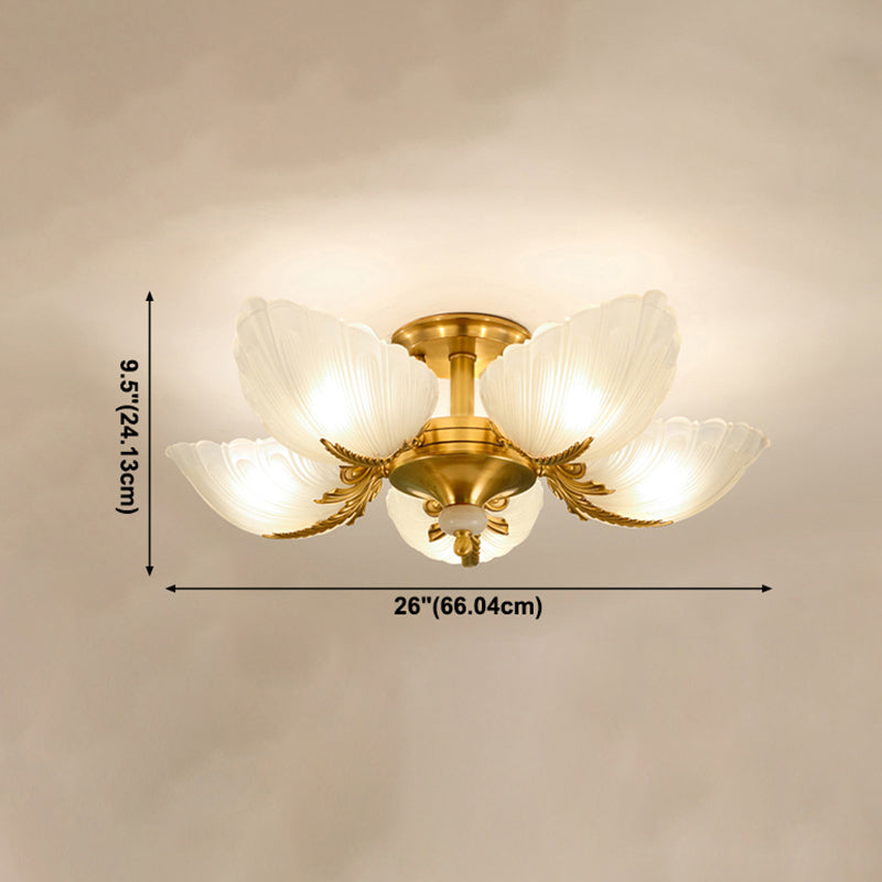 Lampada da soffitto in vetro con montaggio a semi-incasso Lampada da soffitto in ottone stile moderno