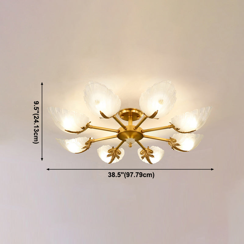 Lampada da soffitto in vetro con montaggio a semi-incasso Lampada da soffitto in ottone stile moderno