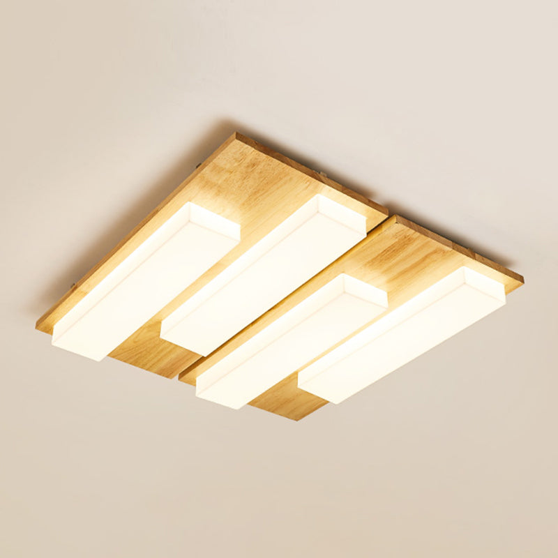 Iluminación de techo empotrada de madera, accesorio de techo de varios cabezales para sala de estar