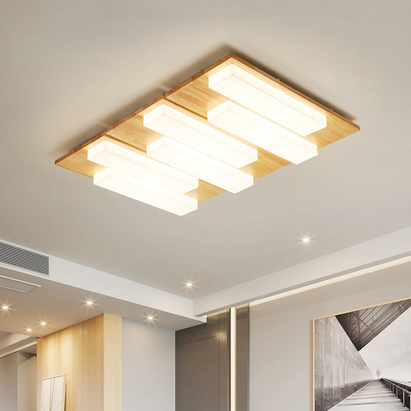 Iluminación de techo empotrada de madera, accesorio de techo de varios cabezales para sala de estar