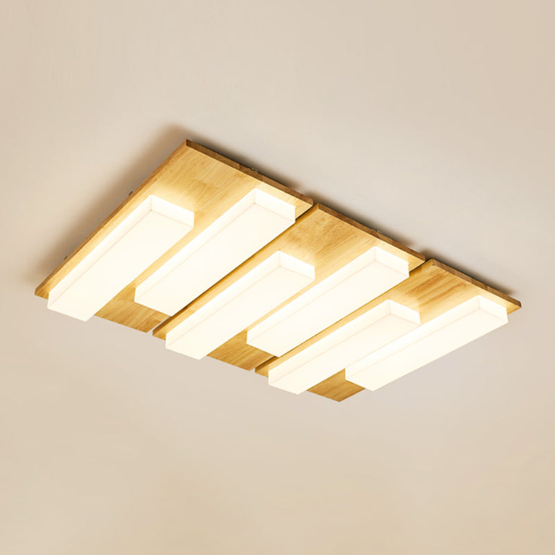 Iluminación de techo empotrada de madera, accesorio de techo de varios cabezales para sala de estar