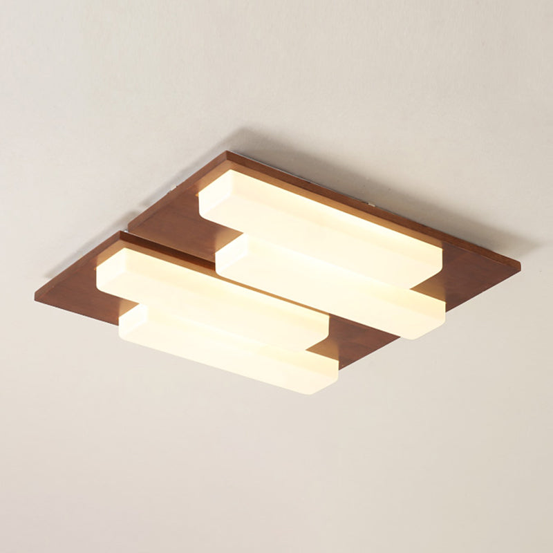 Iluminación de techo empotrada de madera, accesorio de techo de varios cabezales para sala de estar