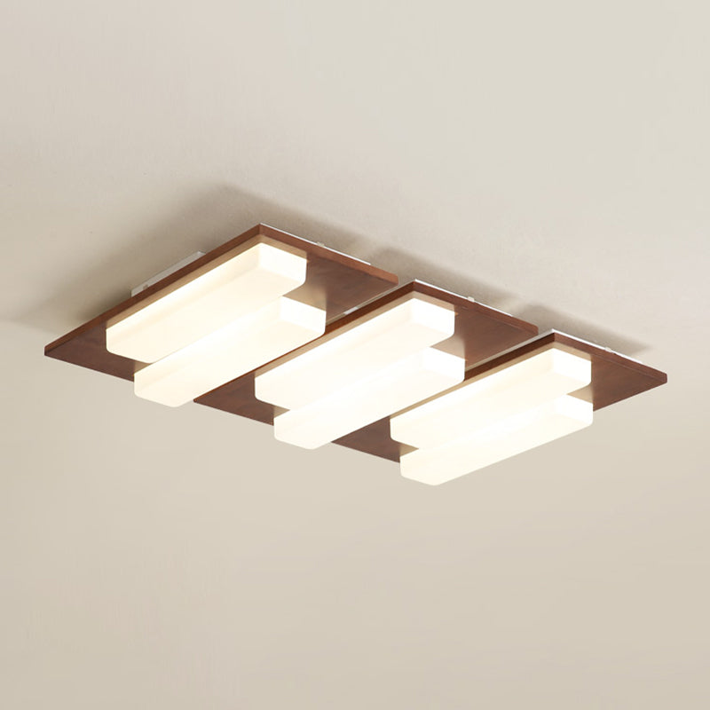 Iluminación de techo empotrada de madera, accesorio de techo de varios cabezales para sala de estar