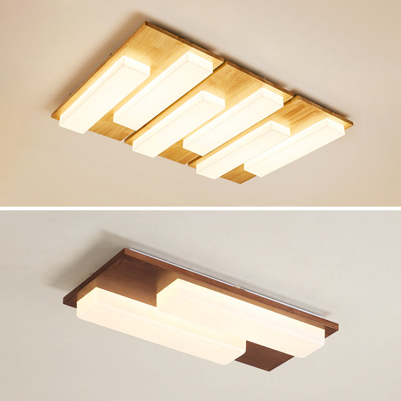 Iluminación de techo empotrada de madera, accesorio de techo de varios cabezales para sala de estar