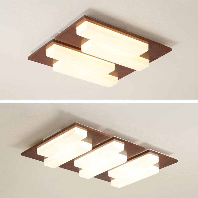 Iluminación de techo empotrada de madera, accesorio de techo de varios cabezales para sala de estar