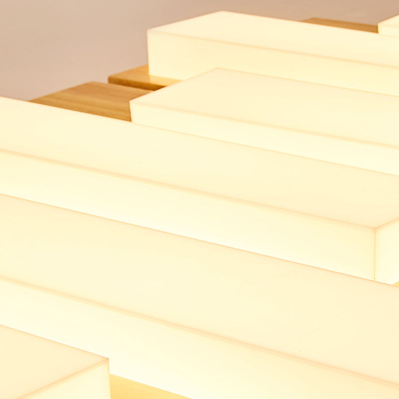 Iluminación de techo empotrada de madera, accesorio de techo de varios cabezales para sala de estar