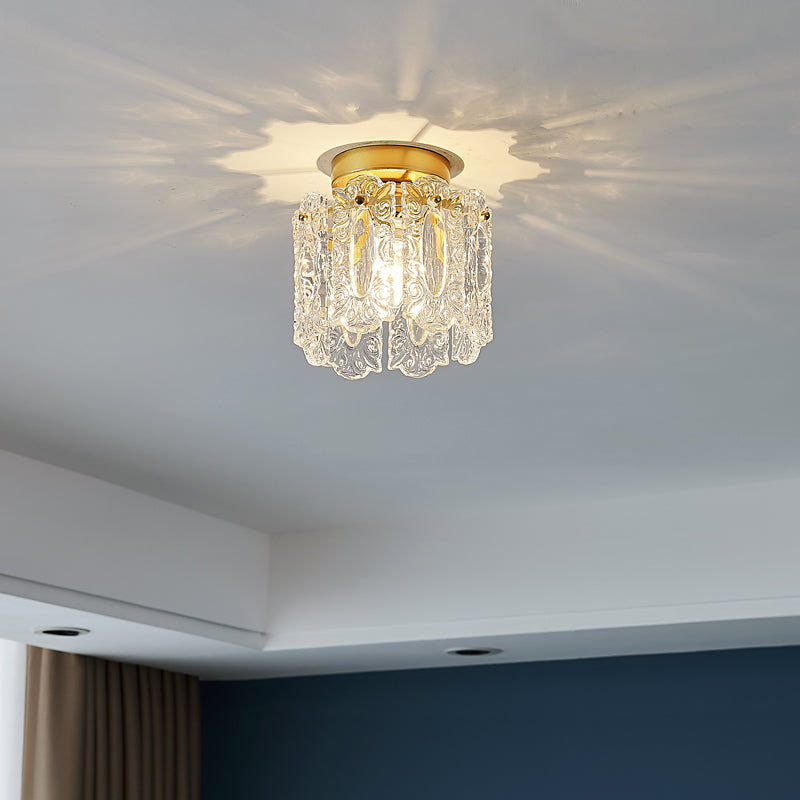 Plafonnier semi-encastré pour balcon, éclairage moderne en verre, montage au plafond, doré