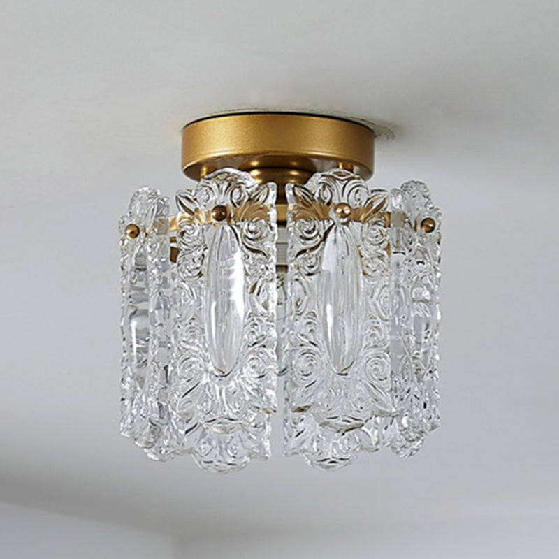 Plafonnier semi-encastré pour balcon, éclairage moderne en verre, montage au plafond, doré