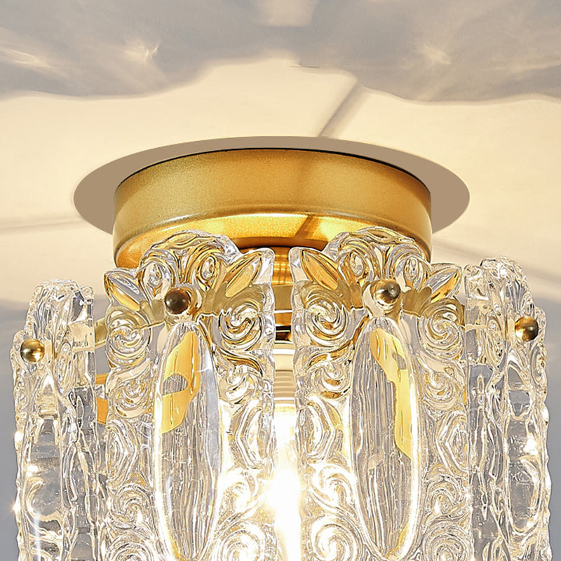 Plafonnier semi-encastré pour balcon, éclairage moderne en verre, montage au plafond, doré