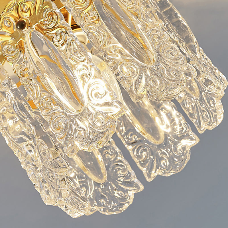 Plafonnier semi-encastré pour balcon, éclairage moderne en verre, montage au plafond, doré