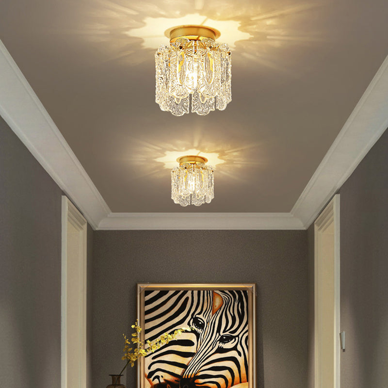 Plafonnier semi-encastré pour balcon, éclairage moderne en verre, montage au plafond, doré