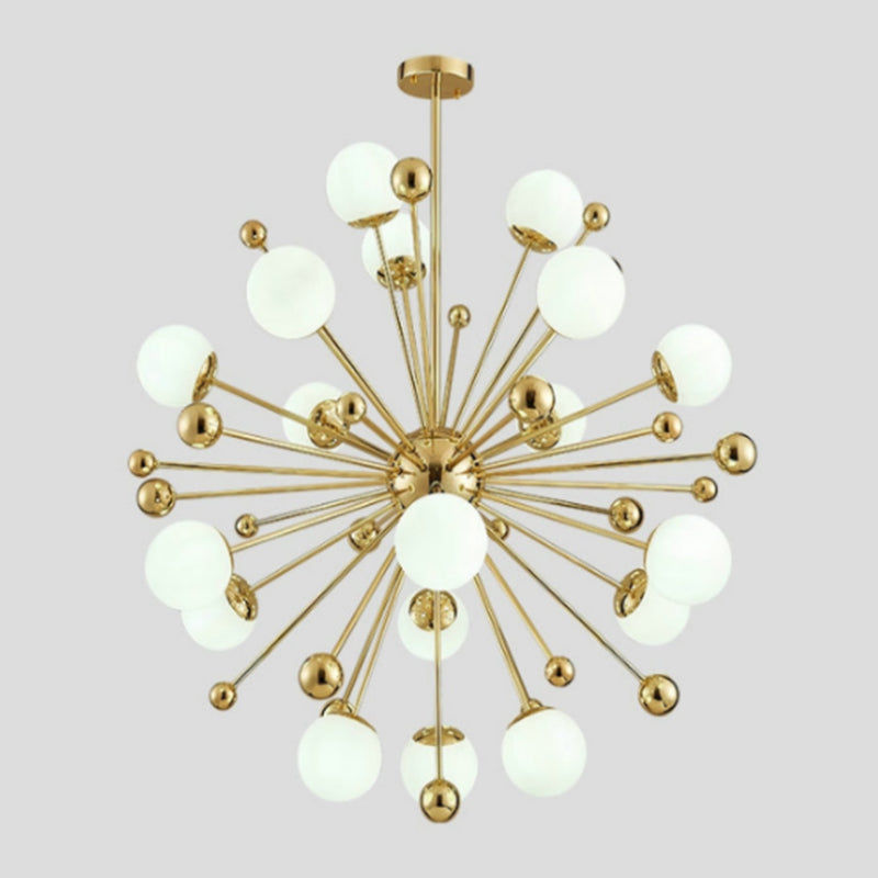 Gold Globe Chandelier Nordic Multi Light Hanging Light with White Glass for Bedroom