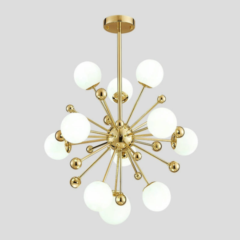 Gold Globe Chandelier Nordic Multi Light Hanging Light with White Glass for Bedroom