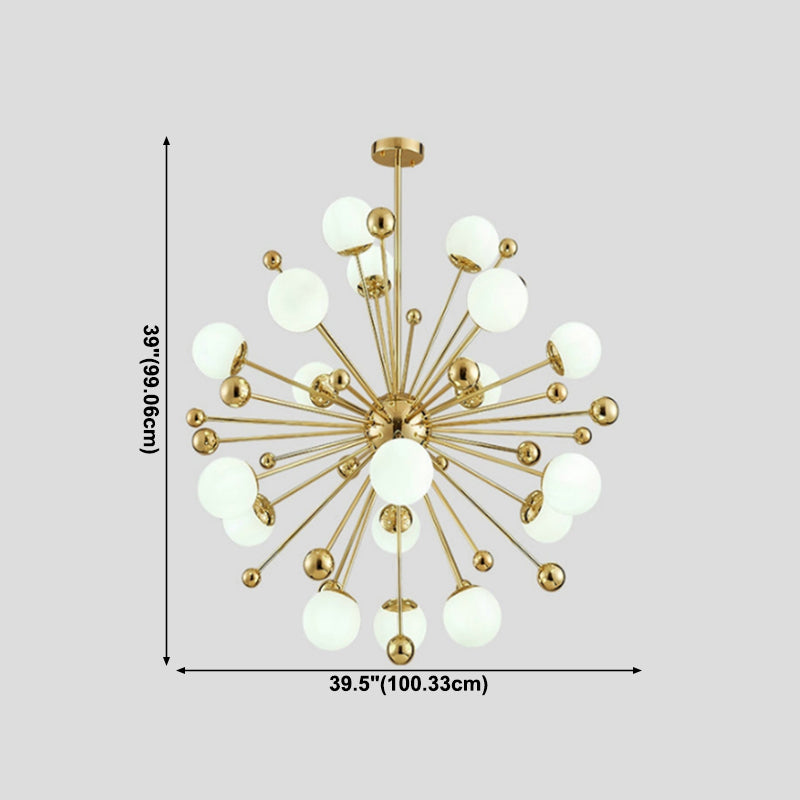 Gold Globe Chandelier Nordic Multi Light Hanging Light with White Glass for Bedroom