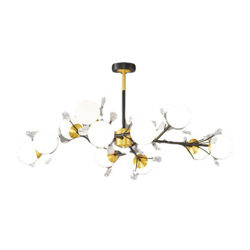 Black Globe Chandelier Nordic Multi Light Hanging Light with White Glass for Bedroom