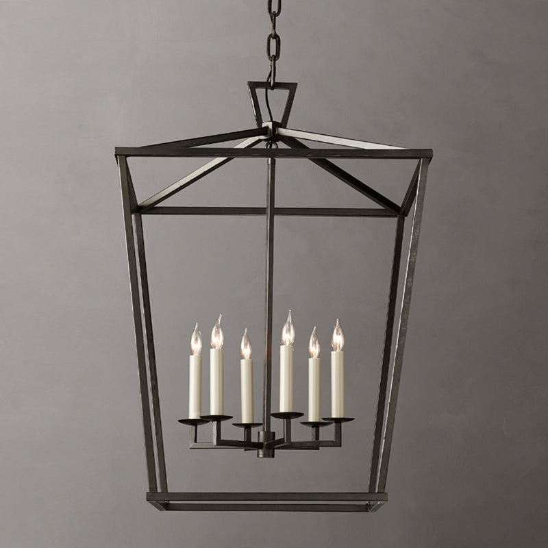 Industrial Cage Shade Chandelier Multi Light Hanging Light for Living Room