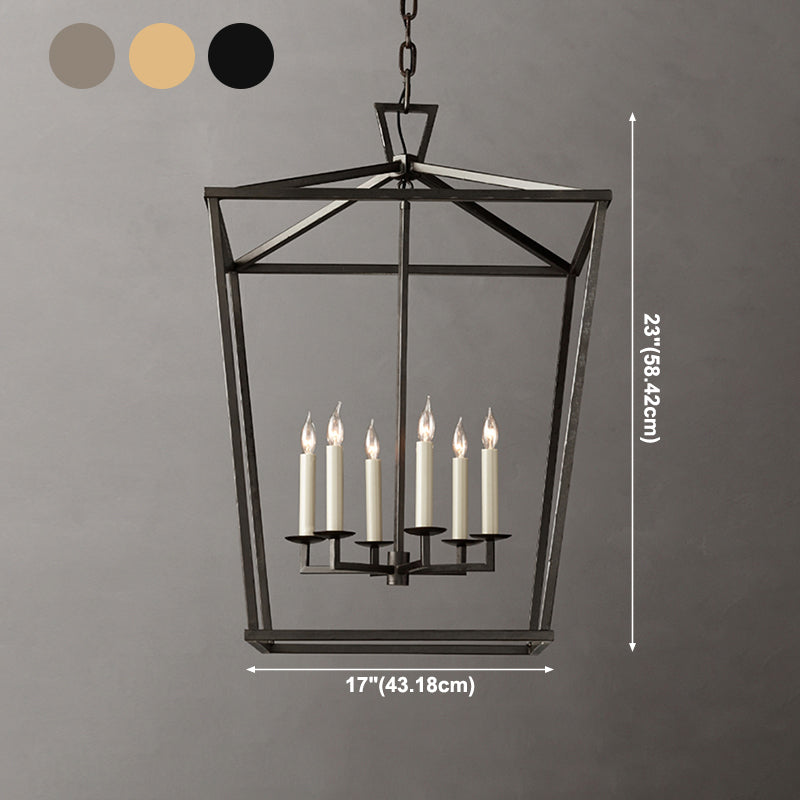 Industrial Cage Shade Chandelier Multi Light Hanging Light for Living Room