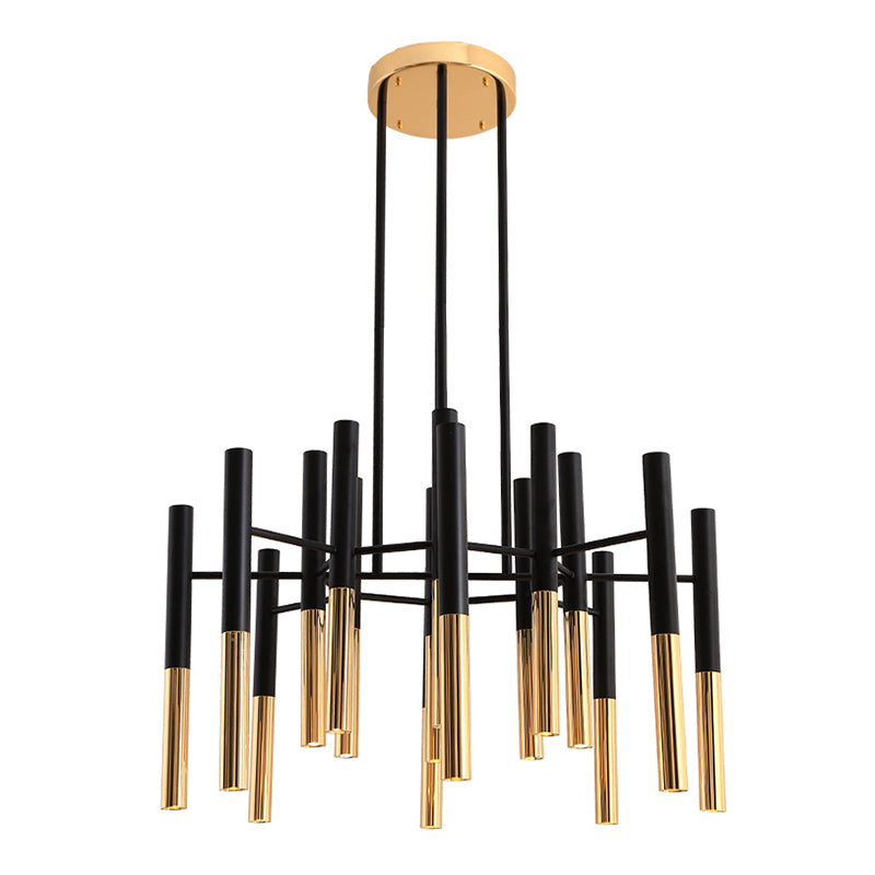 Postmodern Cylindrical Chandelier Metal Villa Lobby Hanging Light