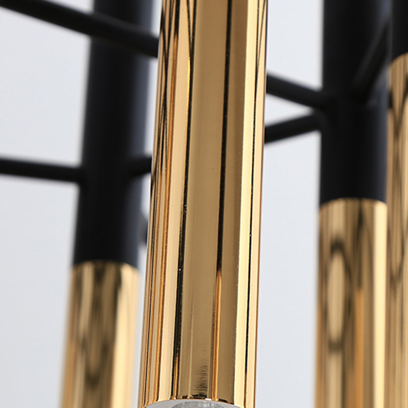 Postmodern Cylindrical Chandelier Metal Villa Lobby Hanging Light