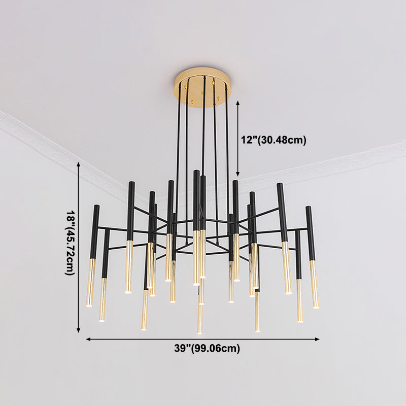 Postmodern Cylindrical Chandelier Metal Villa Lobby Hanging Light