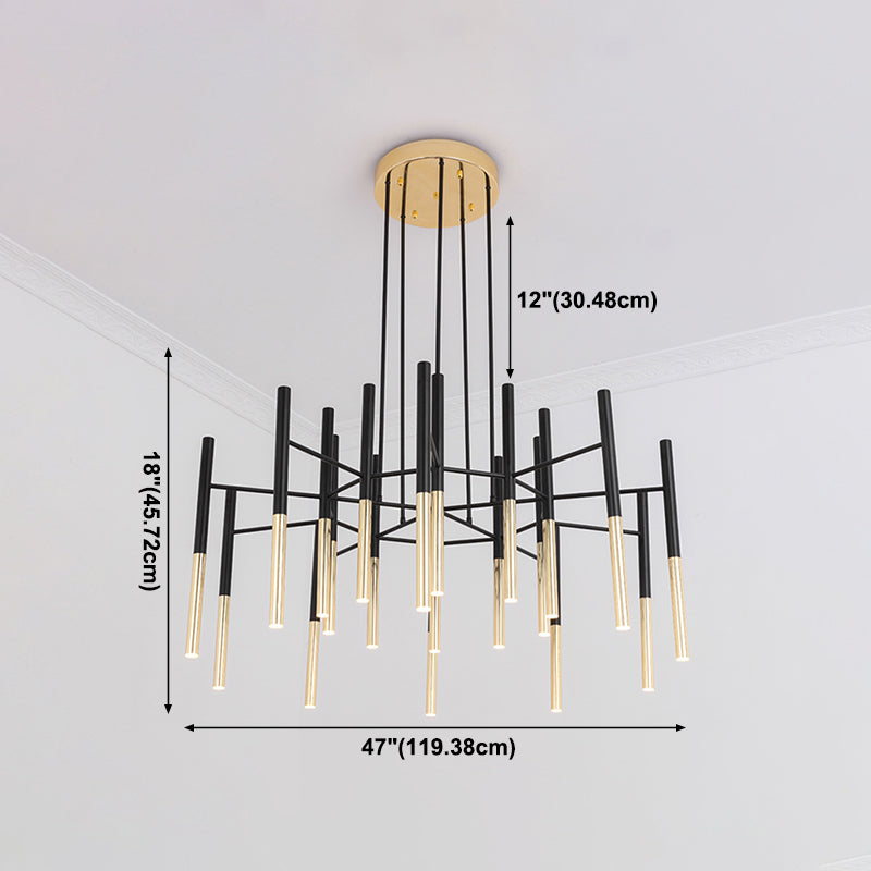 Postmodern Cylindrical Chandelier Metal Villa Lobby Hanging Light