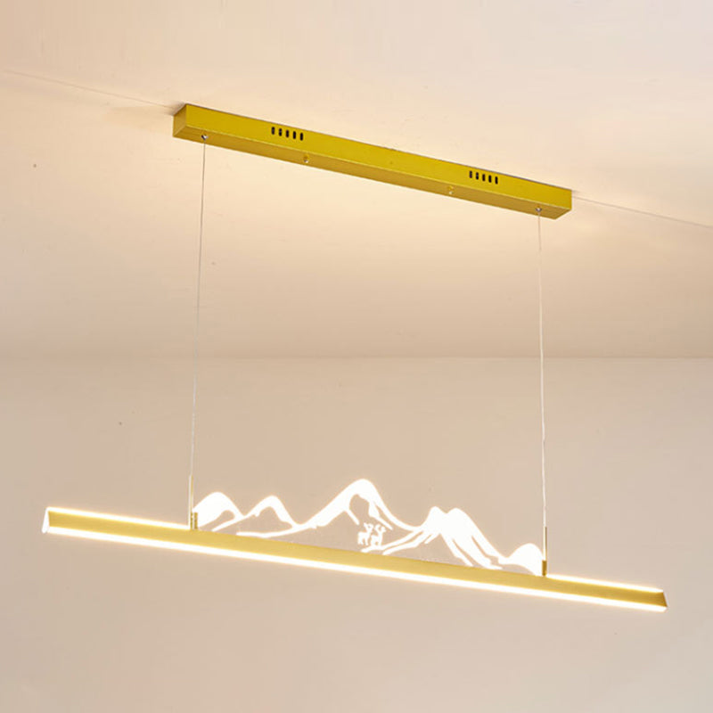 Modern Style Dining Chandelier Lamp Dining Room LED Long Strip Pendant Light Fixture
