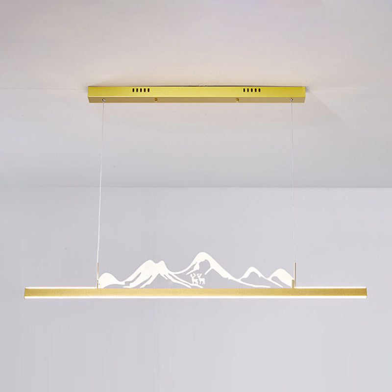 Modern Style Dining Chandelier Lamp Dining Room LED Long Strip Pendant Light Fixture