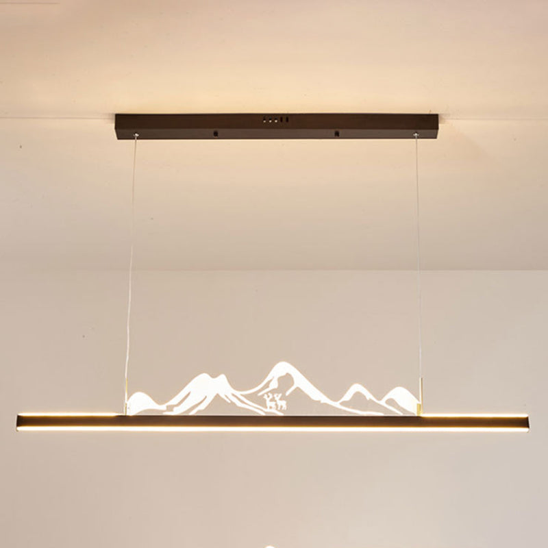 Modern Style Dining Chandelier Lamp Dining Room LED Long Strip Pendant Light Fixture