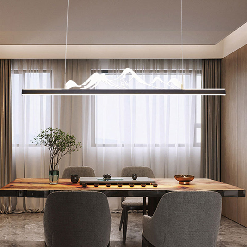Modern Style Dining Chandelier Lamp Dining Room LED Long Strip Pendant Light Fixture