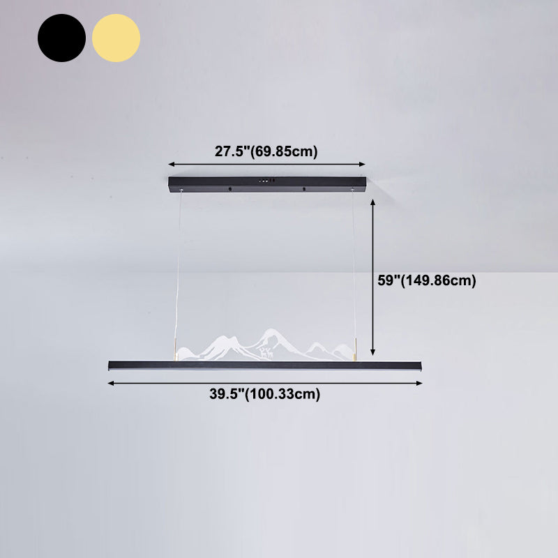 Modern Style Dining Chandelier Lamp Dining Room LED Long Strip Pendant Light Fixture