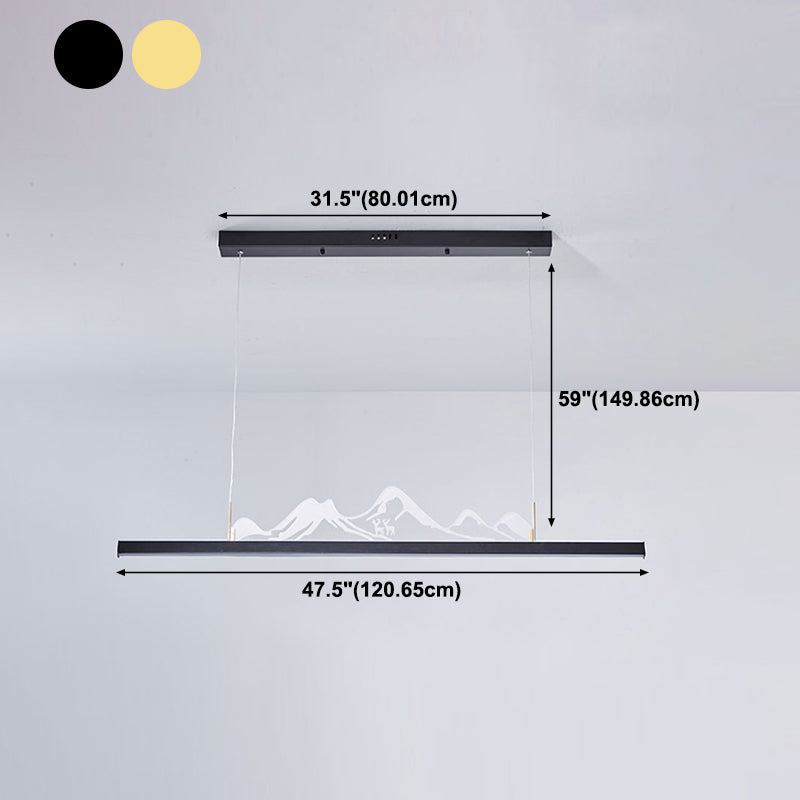 Modern Style Dining Chandelier Lamp Dining Room LED Long Strip Pendant Light Fixture