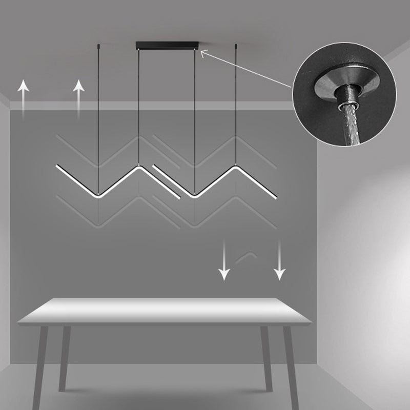 Modern Long Strip Dining Chandelier Dining Room LED Pendant Light Fixture