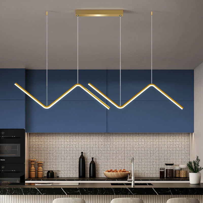 Modern Long Strip Dining Chandelier Dining Room LED Pendant Light Fixture