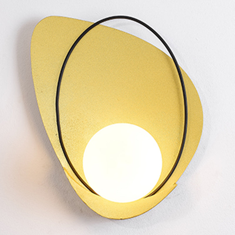 Gold Metal Glass Wall Sconce 1 Blub Wall Mounted Light Fixture for Study Room