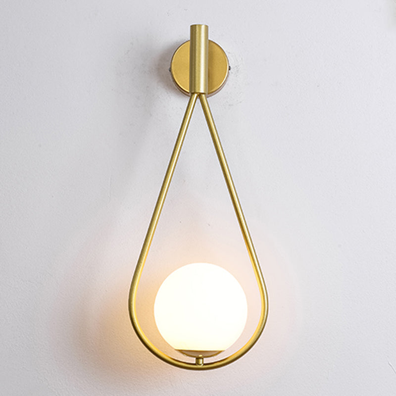 Gold Metal Glass Wall Sconce 1 Blub Wall Mounted Light Fixture for Study Room