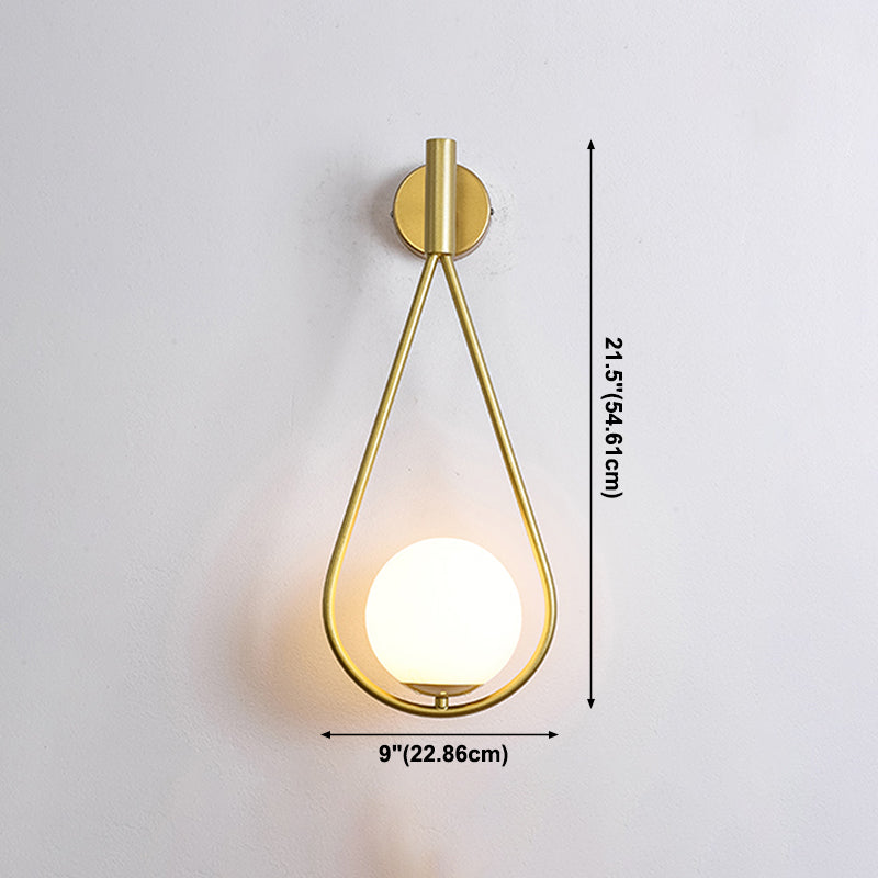 Gold Metal Glass Wall Sconce 1 Blub Wall Mounted Light Fixture for Study Room