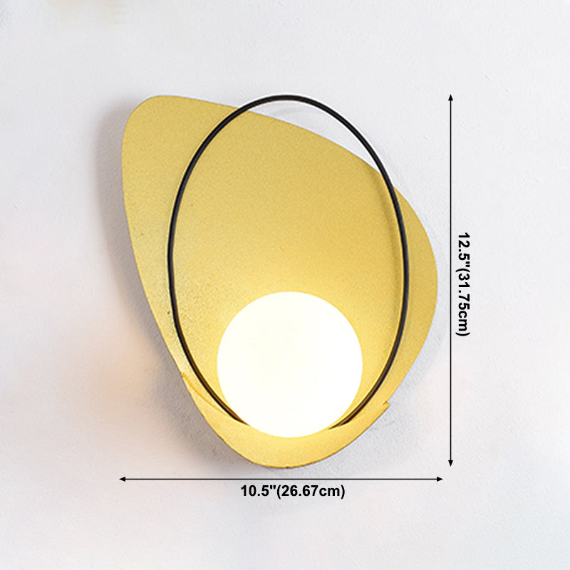 Gold Metal Glass Wall Sconce 1 Blub Wall Mounted Light Fixture for Study Room