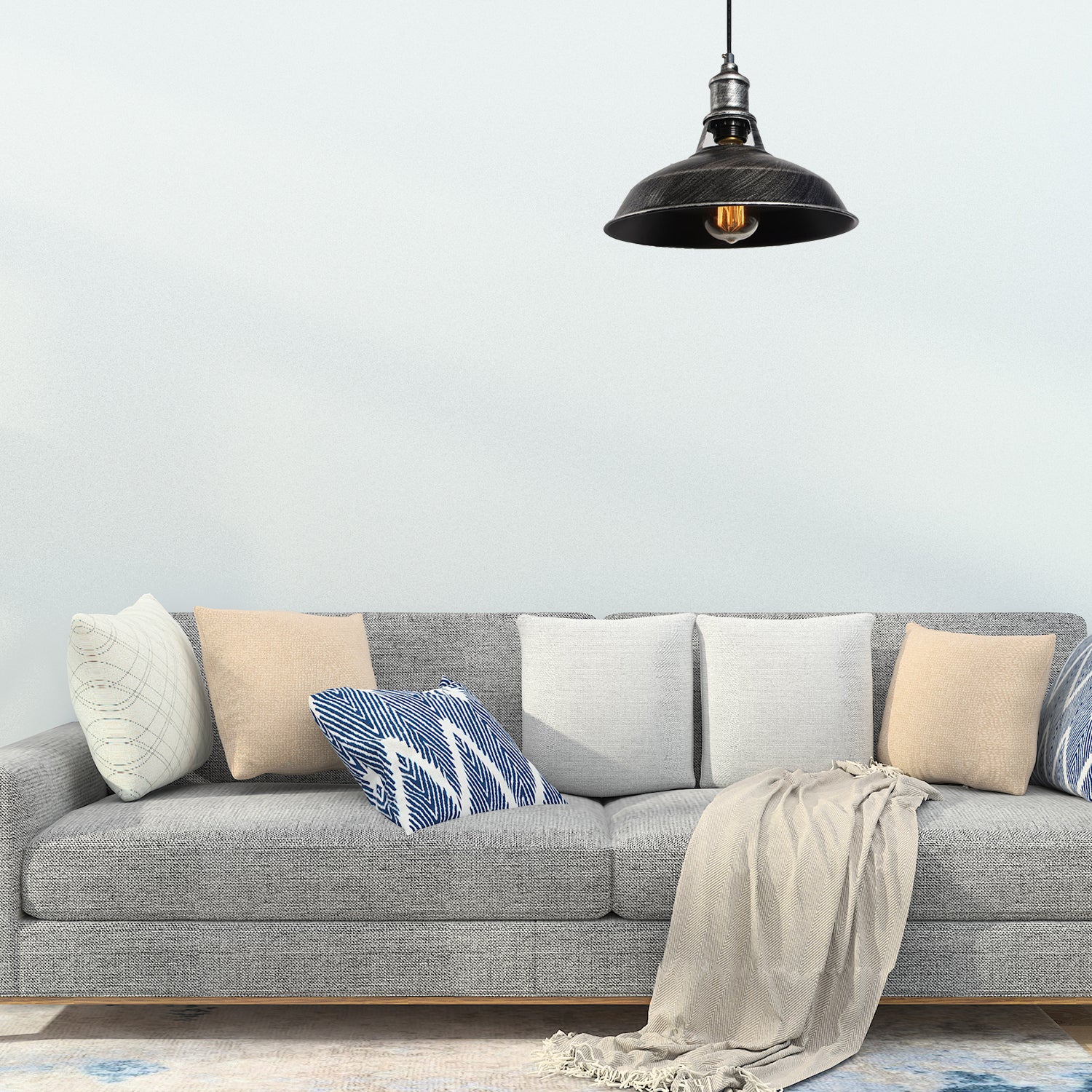 Iluminación colgante de granero envejecida de estilo antiguo 1 Luz de techo de comedor ligero, 10.5 "/12"/15 "de diámetro