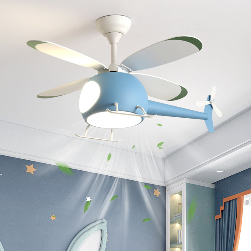 Modern Metal Ceiling Fan Lamp Helicopter LED Semi Flush Ceiling Light Fixtures