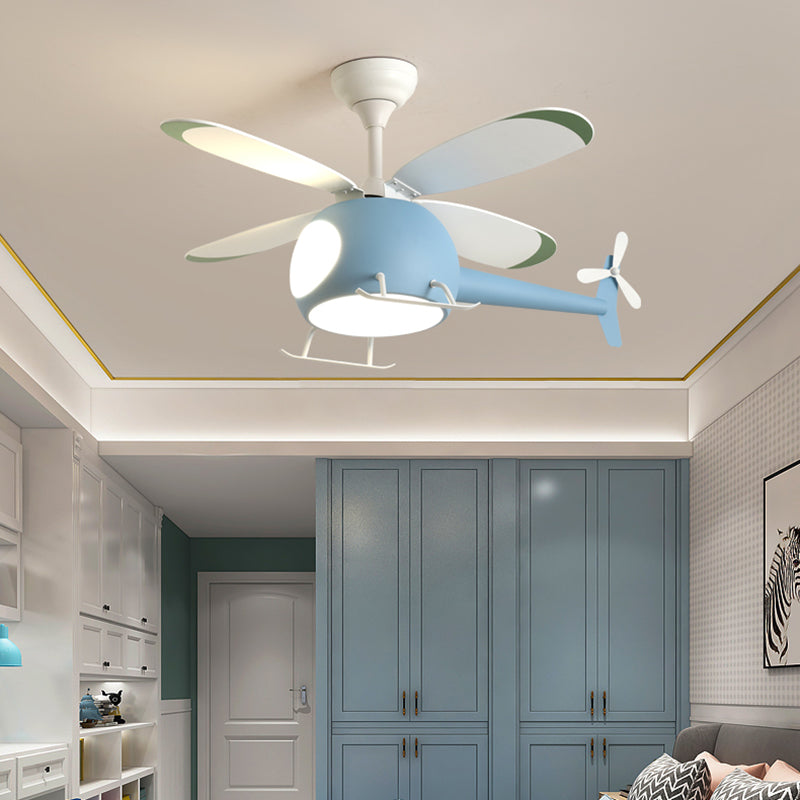 Modern Metal Ceiling Fan Lamp Helicopter LED Semi Flush Ceiling Light Fixtures