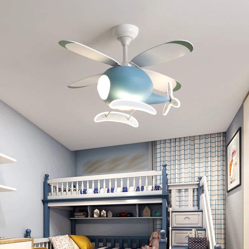 Modern Metal Ceiling Fan Lamp Helicopter LED Semi Flush Ceiling Light Fixtures